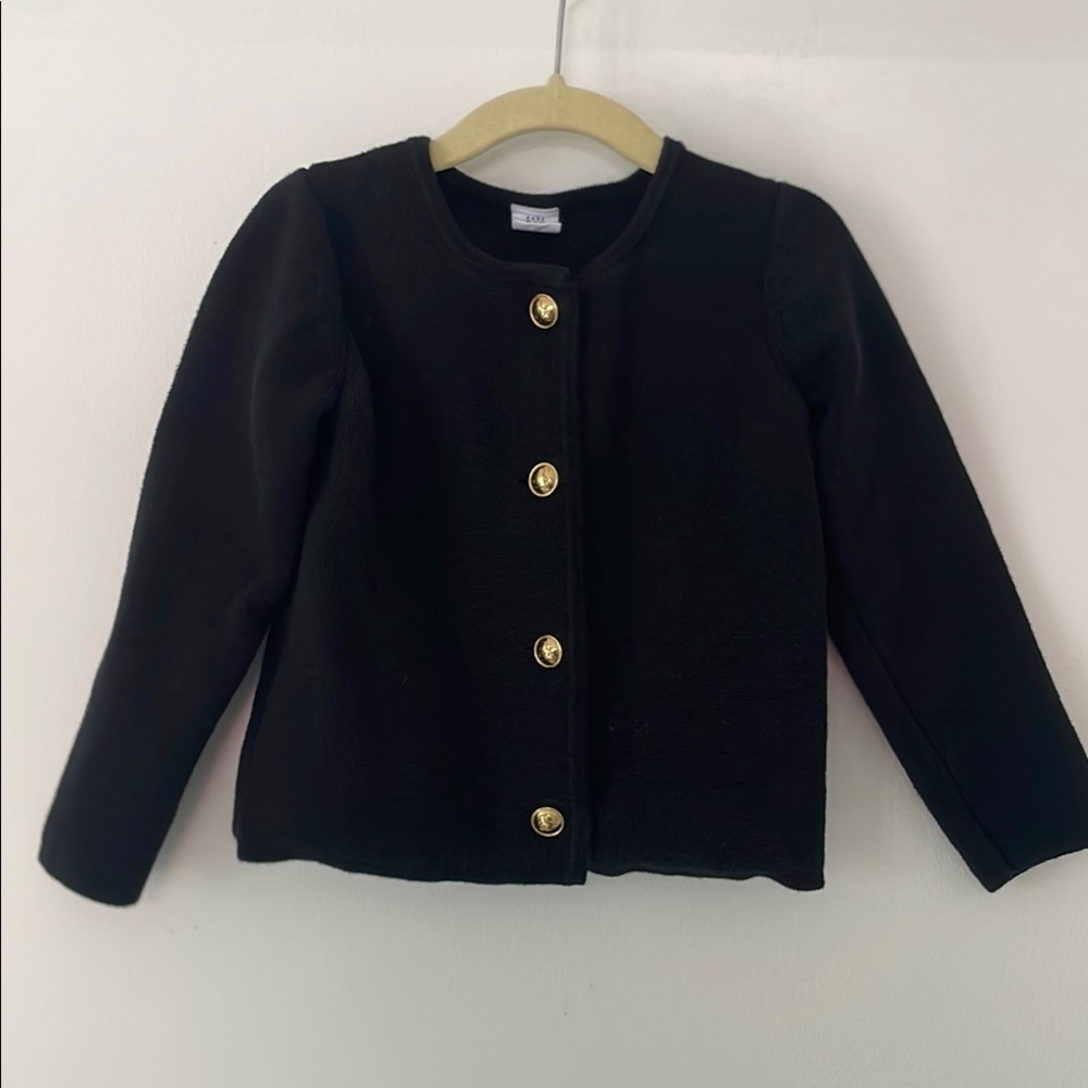 GAP Kids Black Blazer Jacket Cardigan Gold Teddy Buttons 3-4 years 100% cotton